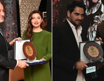 ماہرہ خان اور ہمایوں سعید کو دبئی میں اعزازی شیلڈز سے نوازا گیا
